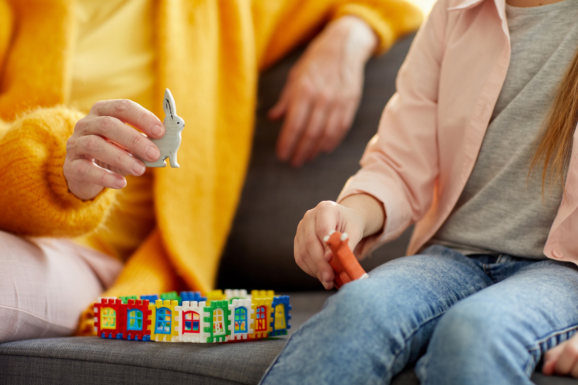 Closeup of Woman Playing with Child